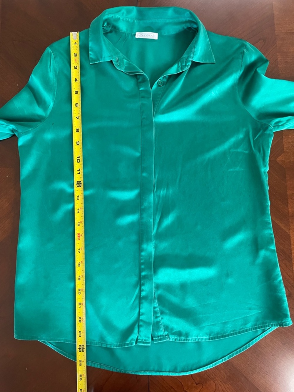 LILYSILK Mulberry Silk Blouse Emerald Green Size S - Picture 5 of 10
